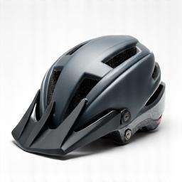 Rugged mountain touring helmet in a dark grey with a prominent integrated visor.