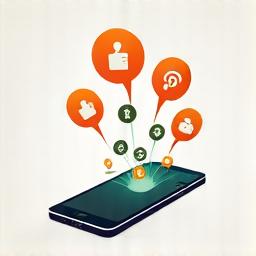 Social media icons with a phone